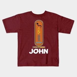 JOHN-American names in hieroglyphic letters-JOHN, name in a Pharaonic Khartouch-Hieroglyphic pharaonic names Kids T-Shirt